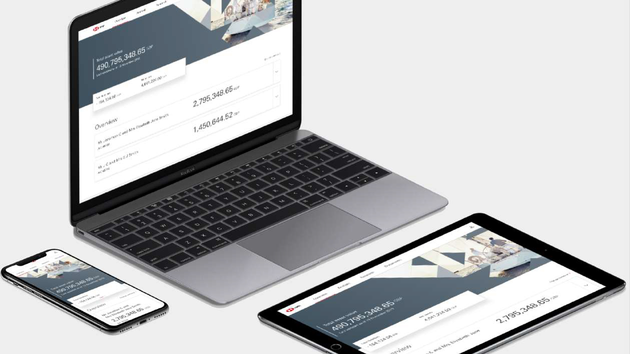 Labtop, tablet and smartphone showing HSBC digital services